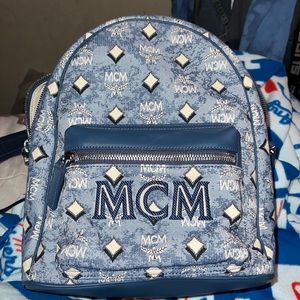Blue MCM midsized Backpack